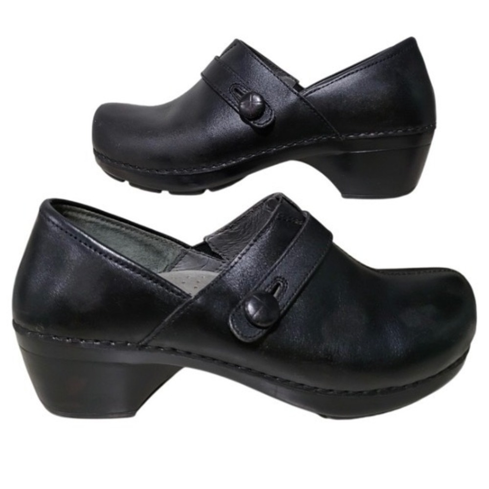 Dansko Women's Size 39 Black Leather Mary Jane Clogs Y2K Comfort Work Shoes - Picture 3 of 10